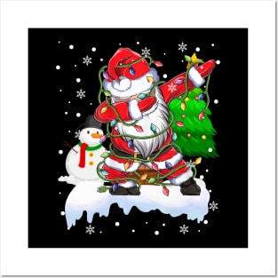 Dab Dance Santa Funny Christmas Lights Dabbing Santa Snowman Xmas Posters and Art